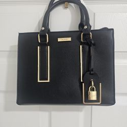 ALDO Black Structured Satchel / Crossbody Bag – Gold Hardware