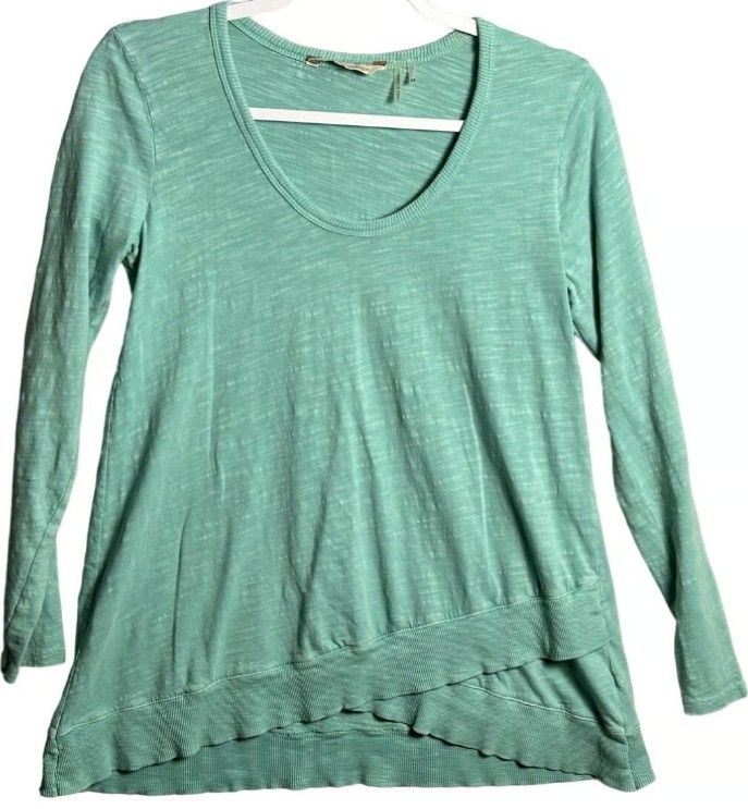 Soft Surroundings XSmall Asymmetric Hem Pullover Scoop Neck Top Seafoam coastal