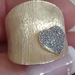 JWBR- GENUINE DIAMONDS PAVED HEART CONCAVED BAND RING- SZ6.75