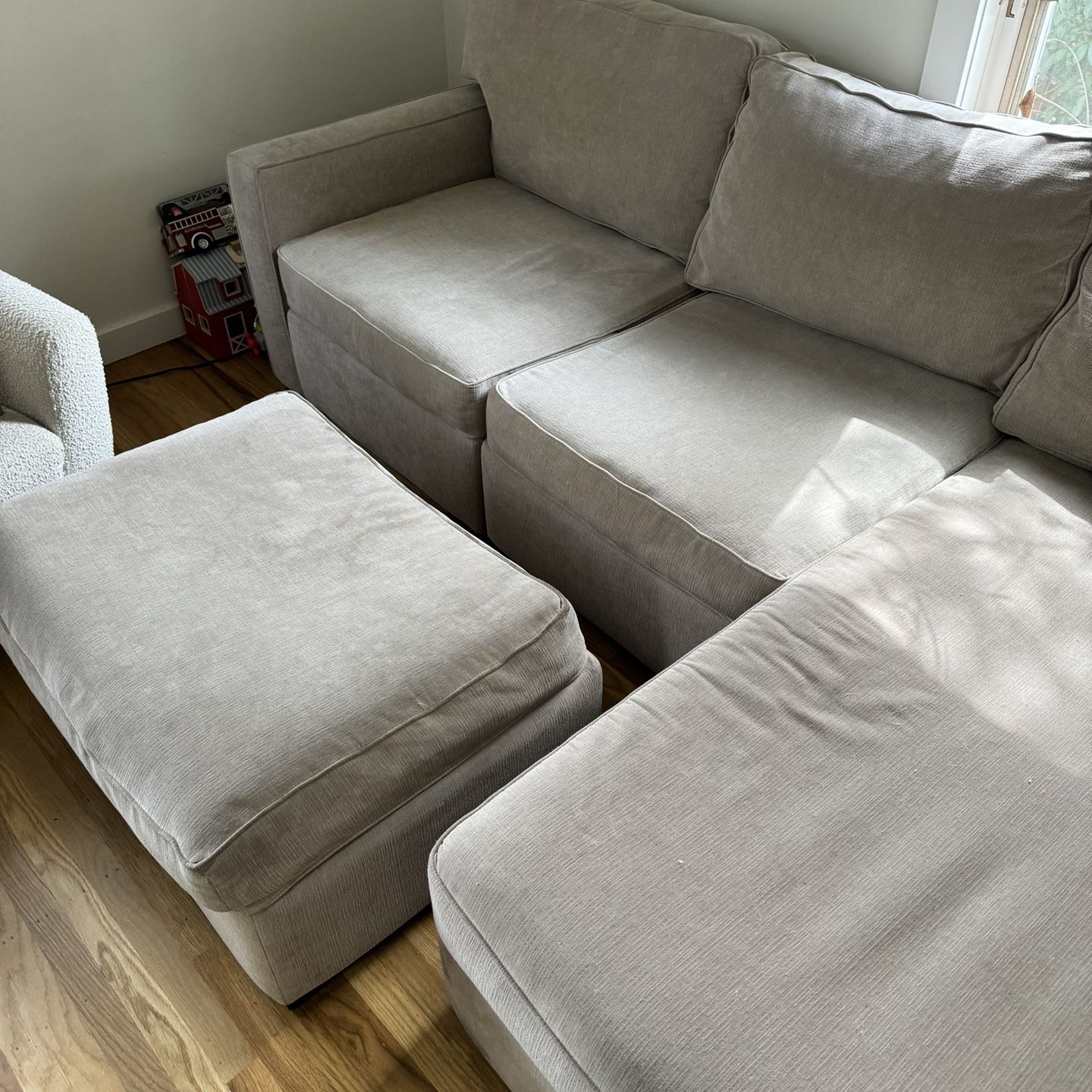 $450, 3-Piece Grey L-Shaped Sectional Couch