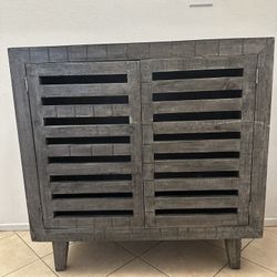 Rustic Gray Slatted Wood Cabinet