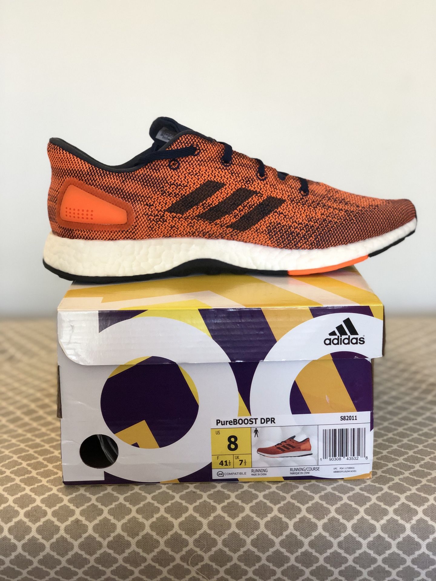 Adidas Men Pureboost DPR Collegiate Navy/Night Navy Solar Orange Size 8  Shoes