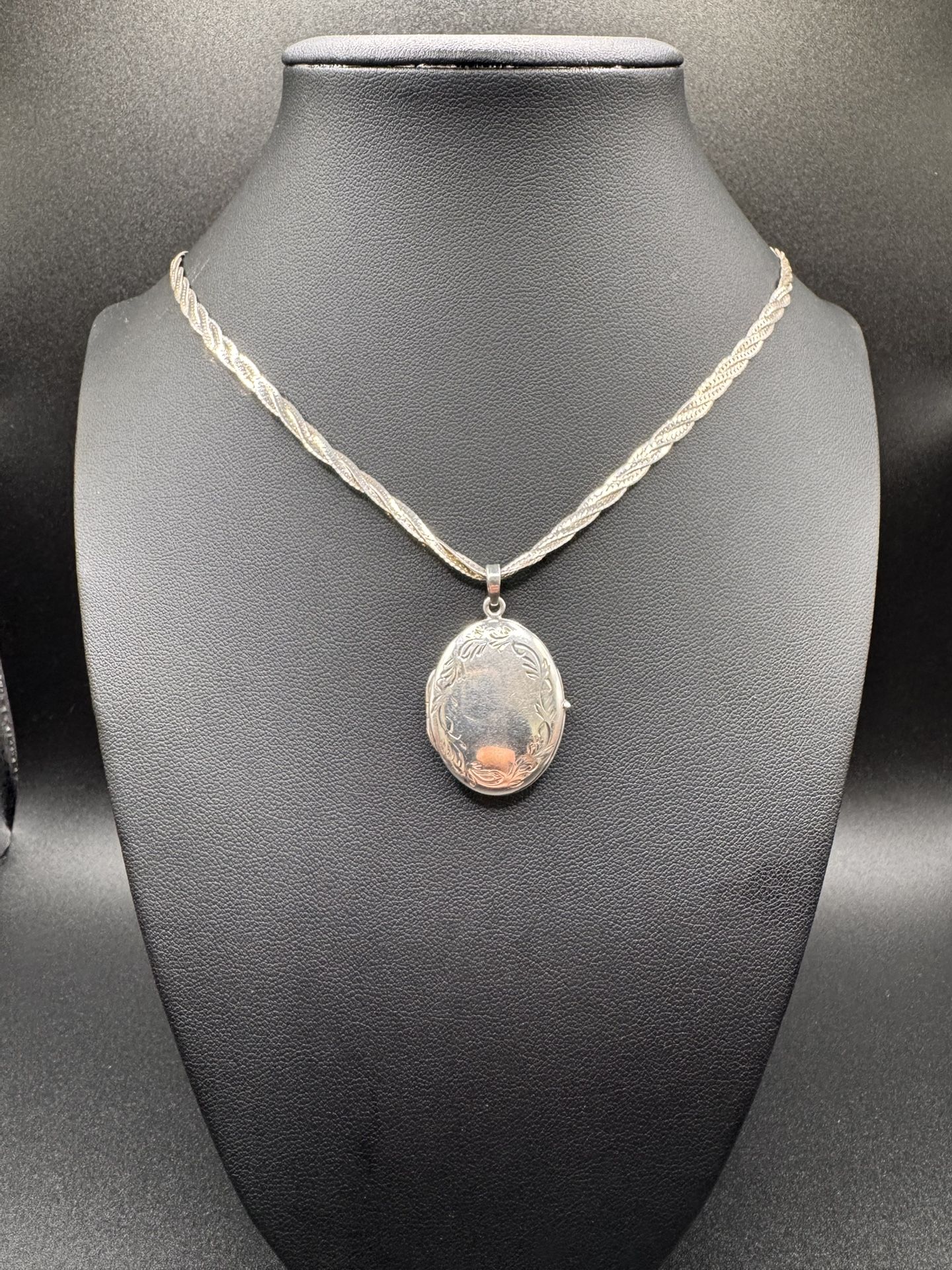 Sterling Silver Oval Locket & Necklace