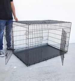 $75 (New in box) Folding 48” dog cage 2-door pet crate kennel w/ tray 48”x29”x32”