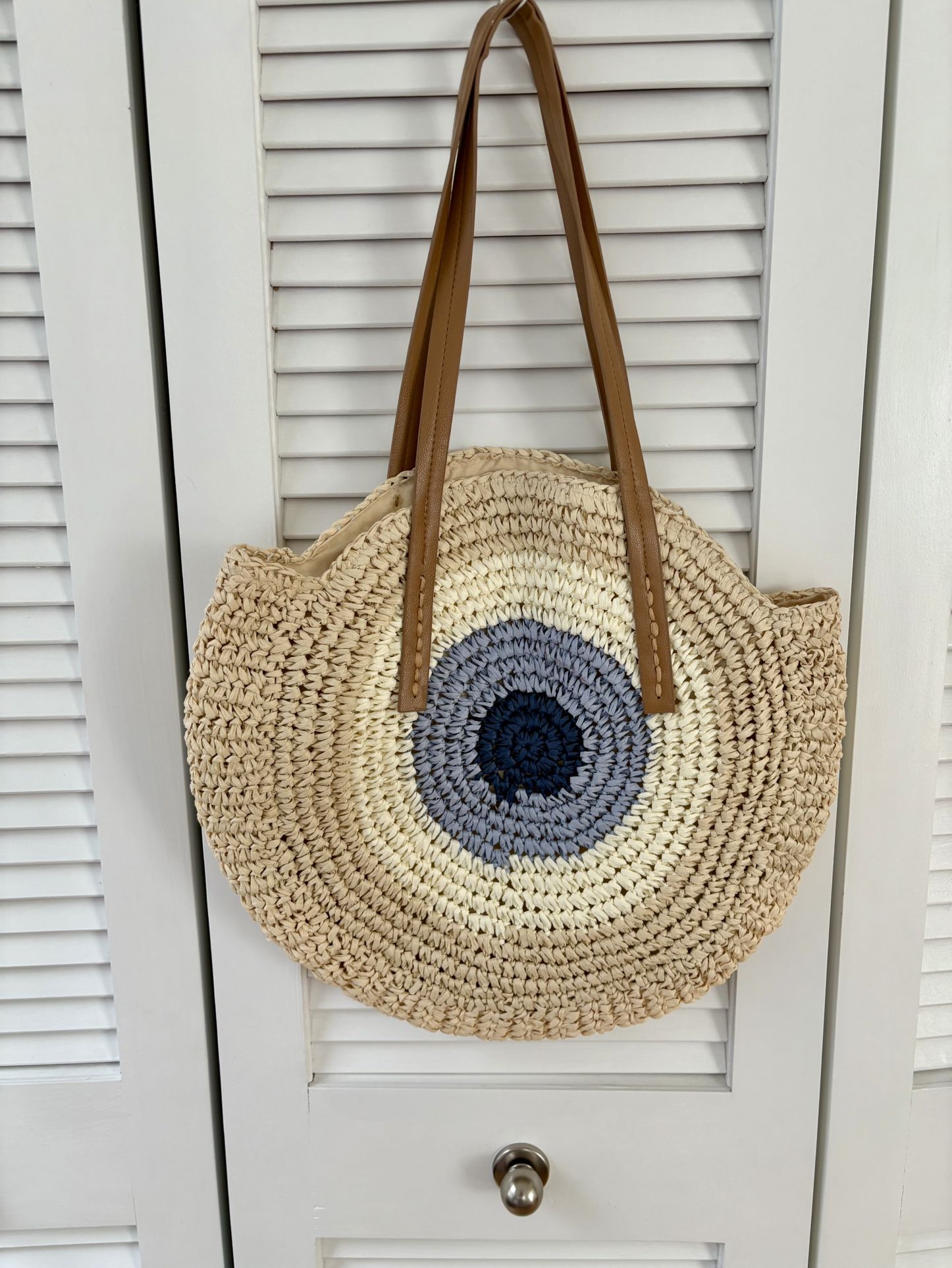 Never Used Evil Eye Protection Straw Weave Tote Bag 🧿 Beach bag Purse Caryall