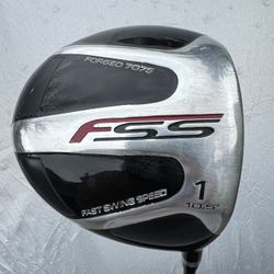 FSS Forged 7075 golf driver head.  Material: Forged 7075 T6 aluminum, known for high strength and light weight. Loft: 10.5 degrees.