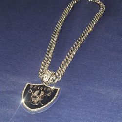 Las Vegas Raiders Iced Out Rhinestone Pendant Necklace