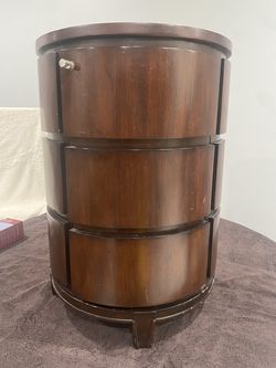 Round Drum-Style Side Table with Hidden Storage