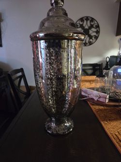 Jumbo decorative

mercury

glass lidded

jar