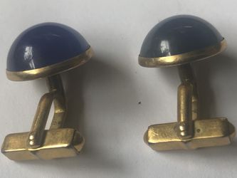 Vintage Blue Moon Stone glass Cuff Links