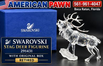 Swarovski Crystal Stag Deer Figurine  "The Call of the Wild" #7608 000 004 / 291431 w/Original Box 