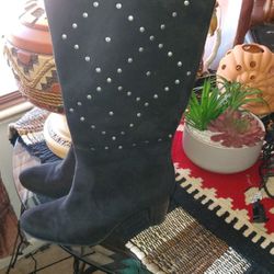 Black Boots Studded Suade Size 8
