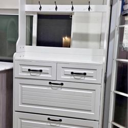 Shoe Cabinet with 3 Doors, 2 Drawers, and Hangers