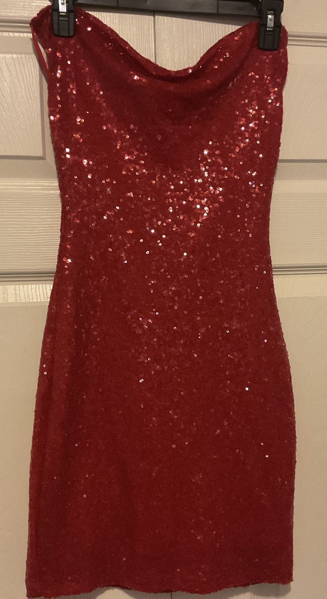 Red Sequin Strapless Mini Dress