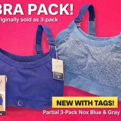Icy Hot Lingerie Seamless Comfort Bra Lot 2 Medium NWT Blue/Gray (3-Pack Partial) 