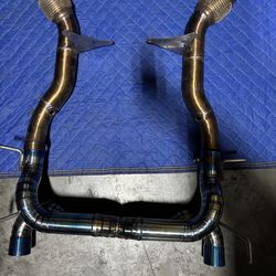 Ferrari 488 GTB custom eurowise titanium exhaust stainless catless downpipes
