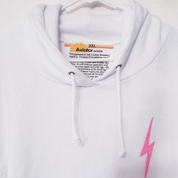 Aviator Nation Bolt Stitch Hoodie Gold Accennts and Pink Lightening Bolt Unisex Size XXL