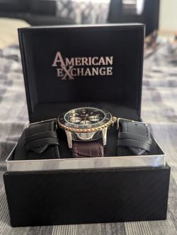 American Exchange Leather Band Watch