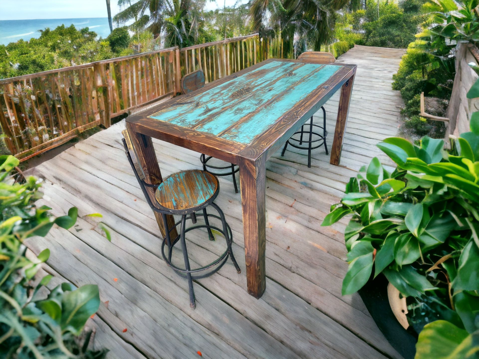 Indoor And Outdoor High Top Rustic Wooden Tables Custom Built