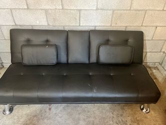 Black Faux Leather Futon Sofa Bed