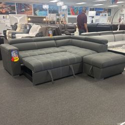 Insane Deal Now😱Stunning Grey Pull Out Sectional $1199