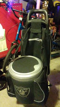 Raider ice chest with the stroller storage space iPad holder and other stuff