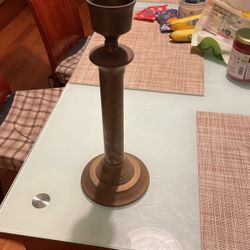 Antic 13inch Tall Solid Brass Candle Holder Beautiful Patina Exposed 