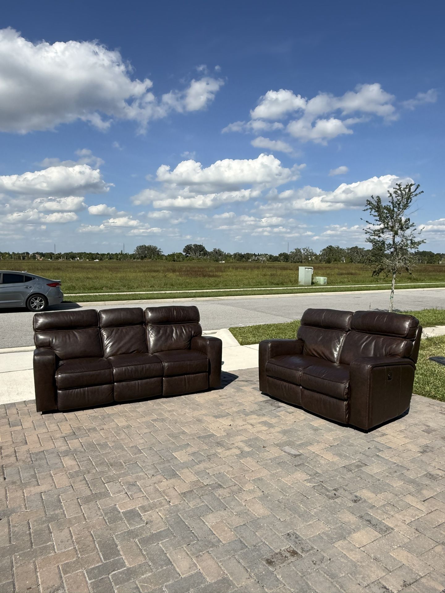 Free Delivery- Real Leather Electric Couch Set