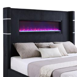New Cal King Electric  Fireplace Bed Frame Bed Frame 