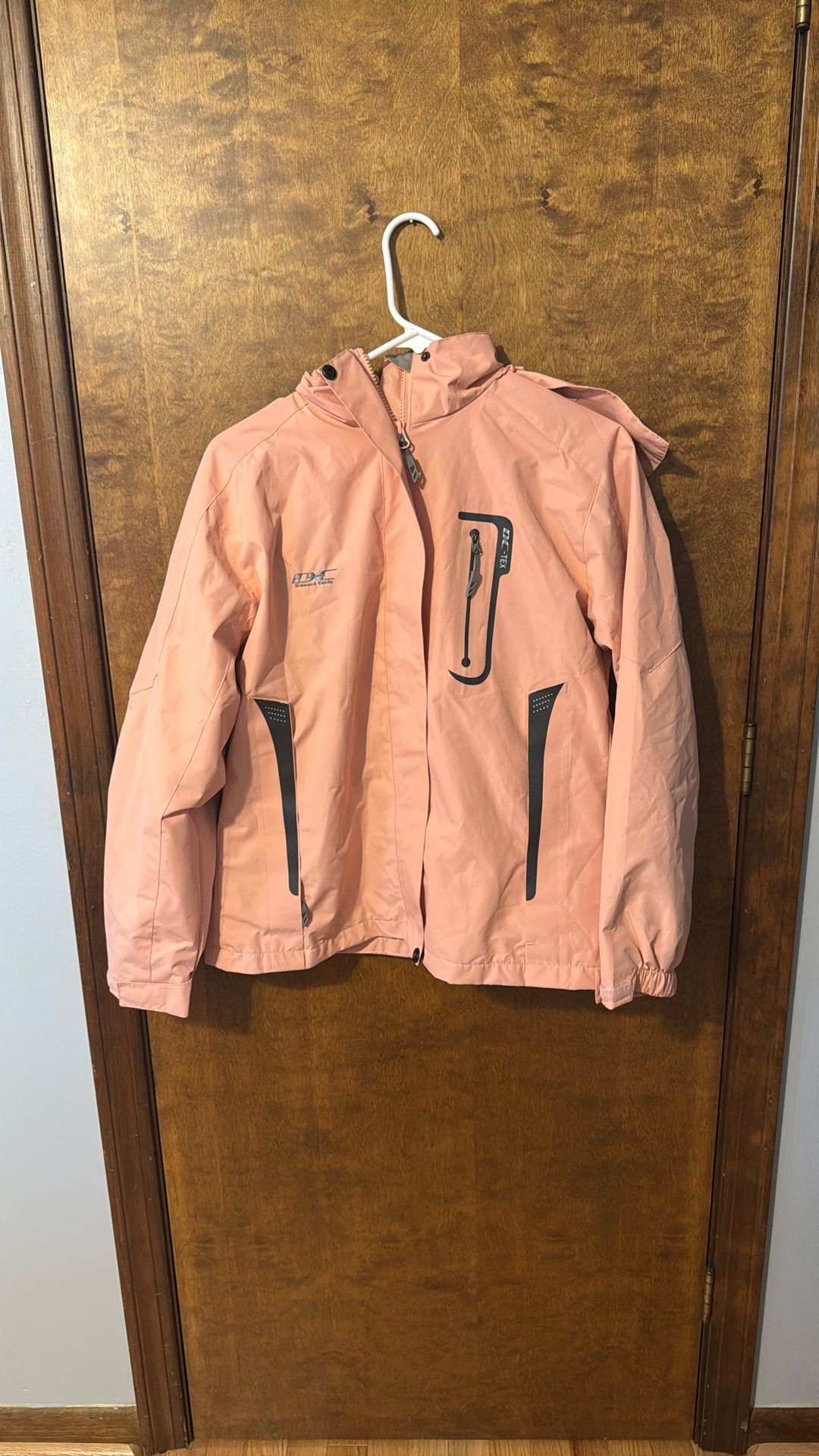 Diamond Candy Pink Full Zip Windbreaker Rain Jacket Womens Size Small