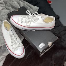 red white and blue low top converse