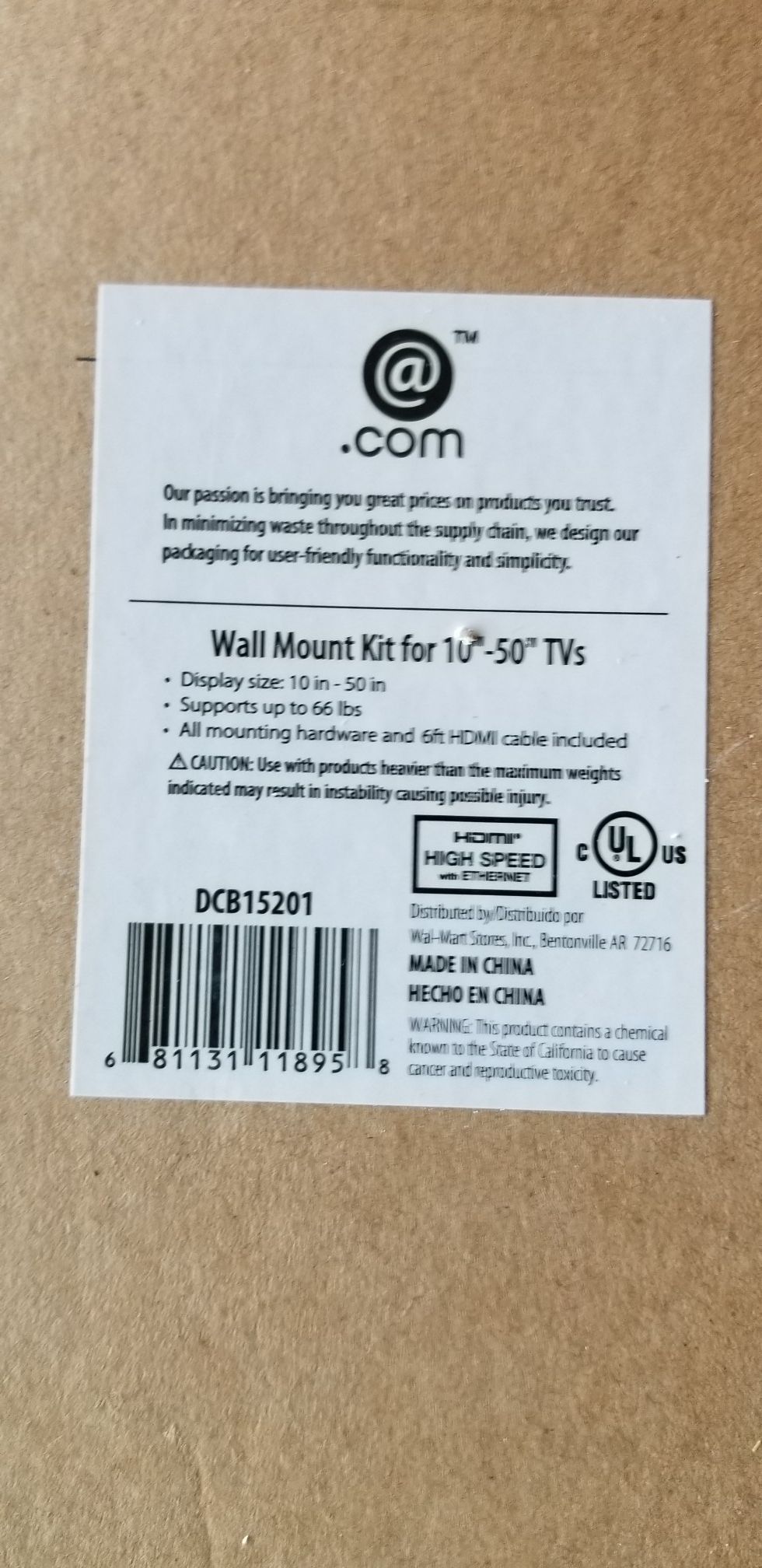 Wall mount kit TV for 10/ 50 inch (NEW)