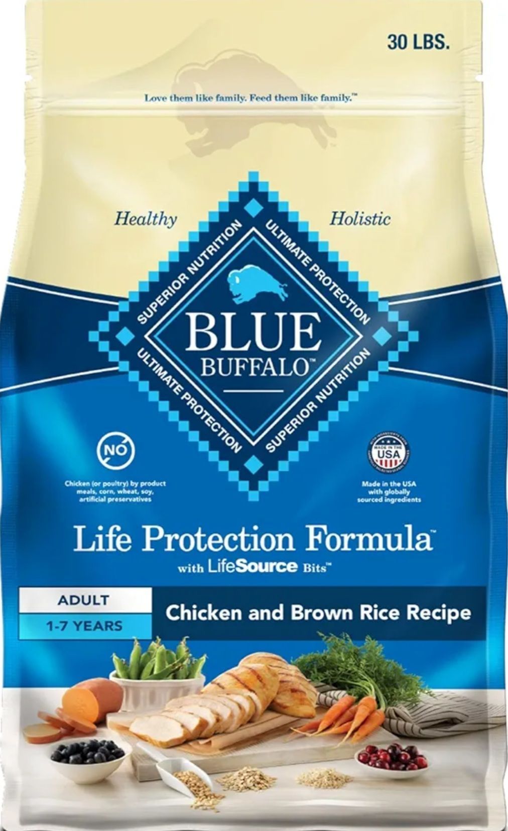 Blue Buffalo Chicken/Brown Rice,30 lbs
