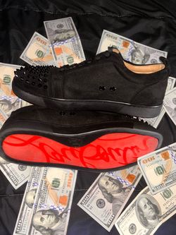 Christian Louboutin Black Suede Spike Low-Top Sneakers