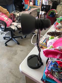 Black Desk Lamp W/ Outlet Plug