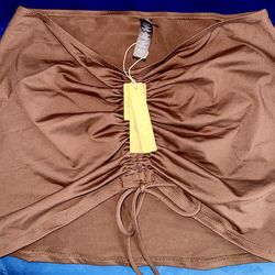 Skims brown ruched swimwear skirt (new) size small
