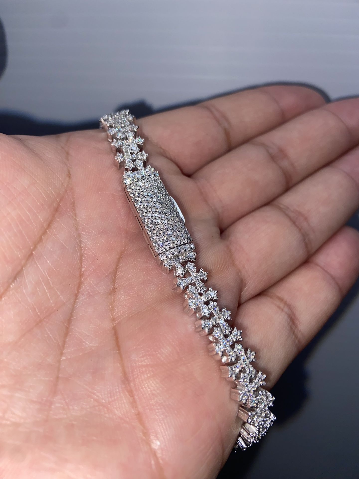 Chrome Heart Crosses Moissanite Silver Bracelet