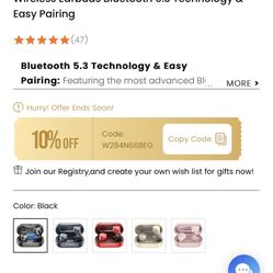 TOZO T12 Wireless Earbuds Bluetooth 5.3 Technology & Easy Pairing 