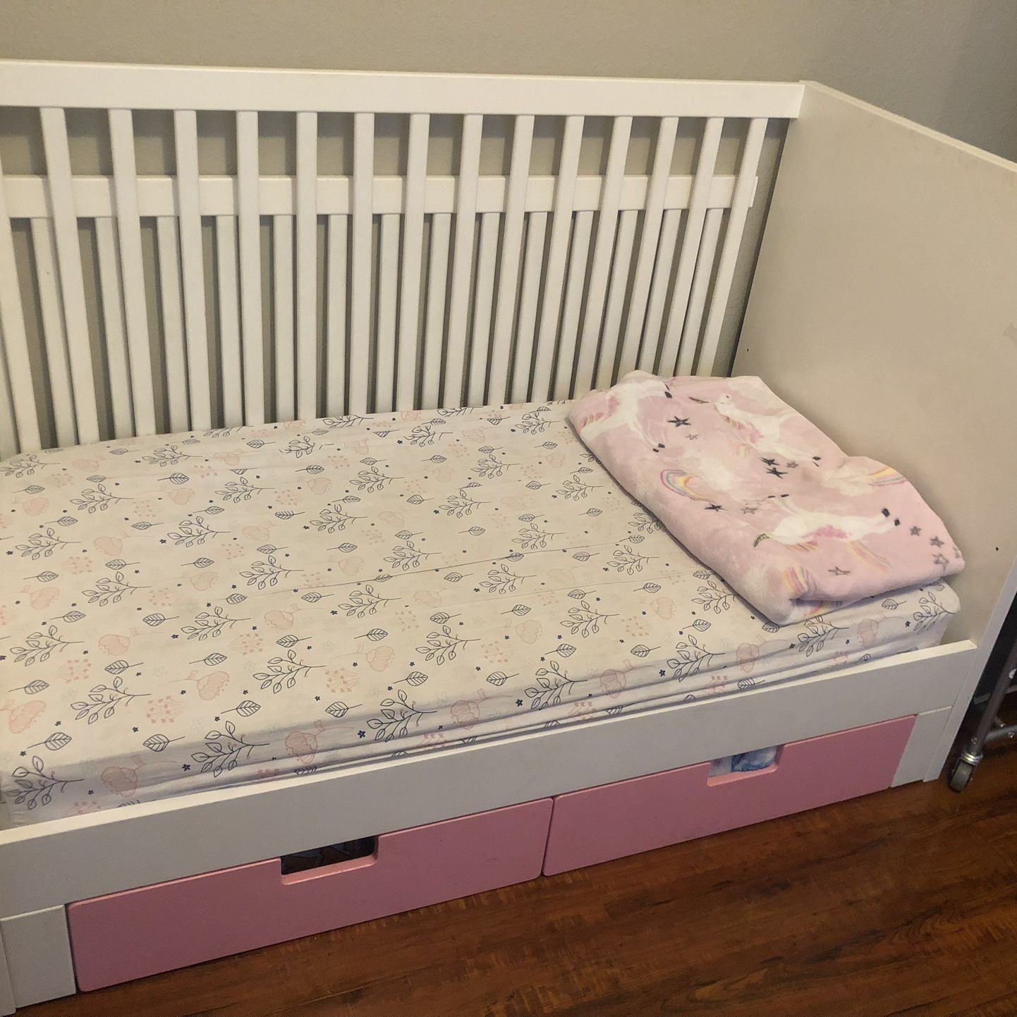 IKEA White + Pink Stuva Crib with 2 Drawers for Sale in Irwindale 