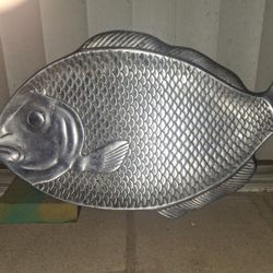 Vintage Aluminum  Fish Plater 