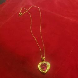 Sterling Silver Ruby Heart ❤️ Necklace 