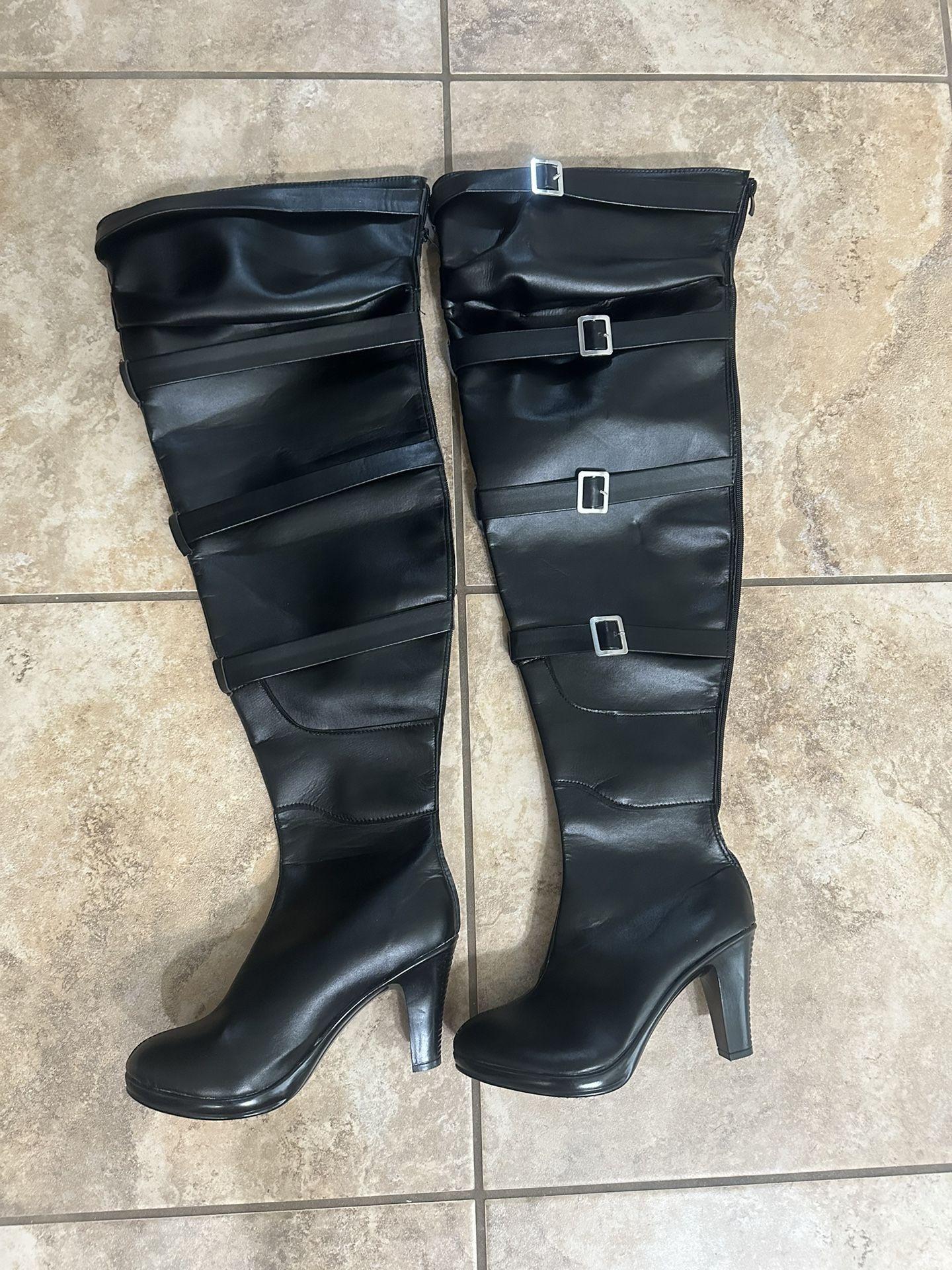 Black Thigh High Boots Women’s Size 8