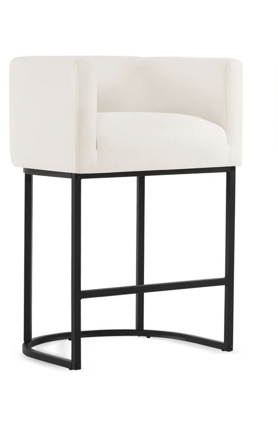 NEW Modern Counter Stool – Linen Fabric, Metal Base (Single)