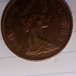 Very Rare 1971 Bronze Queen Elizabeth British 2 New Pence