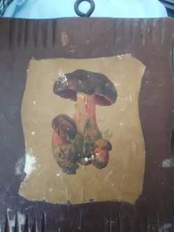 Antique wooden mushroom picture