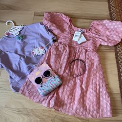 New Nordstroms Rack Girls Pink Dress And Bearpaw Set Sunglasses Case Set New 