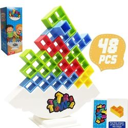 48PCS Tetra Tower Stacking Game, Balance and Fun Board Games for Family Games, Parties and Team Building Block Toys