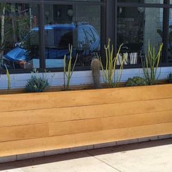 Beautiful privacy wall Frame Planter Box Garden Bed Outdoor Design cedar redwood AC pool equipment cover
