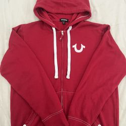 True Religion red zip-up hoodie