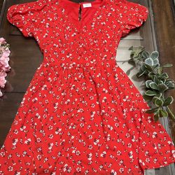 Red dress with small designs